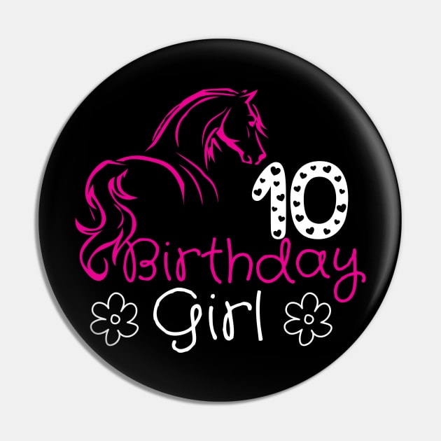 10 Year Old Horse Lover 10th Birthday Girl Horse Riding Bday Pin by click2print