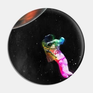 Colourful Astronaut in Space Pin