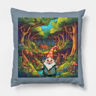 Gnome in a Forest Pillow