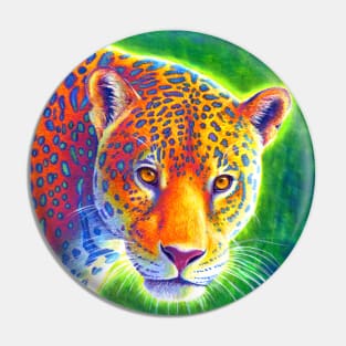 Light in the Rainforest Rainbow Jaguar Wild Feline Pin