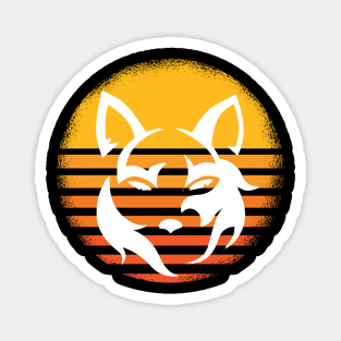 Retro Wolf Sun Magnet