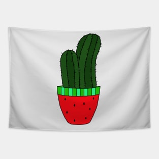 Cute Cactus Design #42: Watermelon Pot With Cucumber Cacti Tapestry