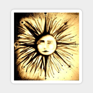 op art sun face astrology stars deco man in moon art Magnet