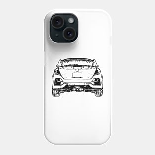 Civic Type R Back View Line Art Phone Case