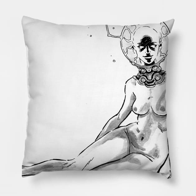 Electric Bulb Woman Pillow by Novanim