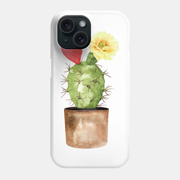 Hand painted Watercolor Cactus in Terracotta pot Phone Case by SouthPrints