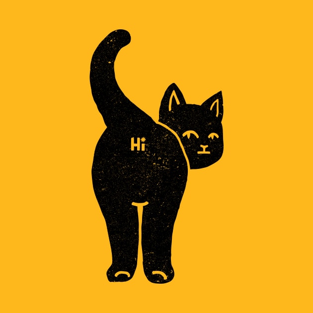 Hello Cat Butt Minimalist Black by Tobe Fonseca by Tobe_Fonseca