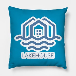 Abstract Wave and House Home Sticker logo design. Creative Modern Beach property sticker design icon. Pillow