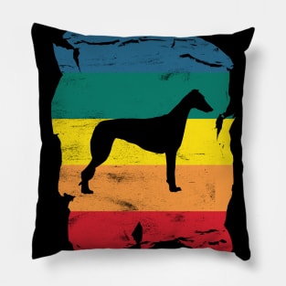 Greyhound Distressed Vintage Retro Silhouette Pillow