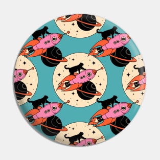 Space Walker Black Cat Pattern in blue Pin