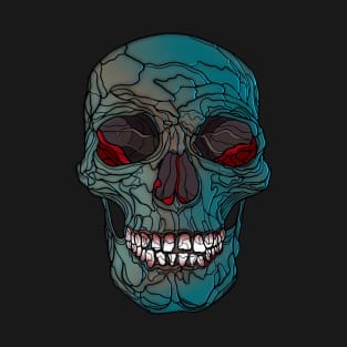 Colorful blue skull with red interior T-Shirt