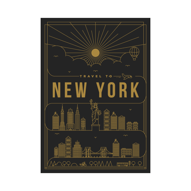 New York Minimal Lineal Poster by kursatunsal