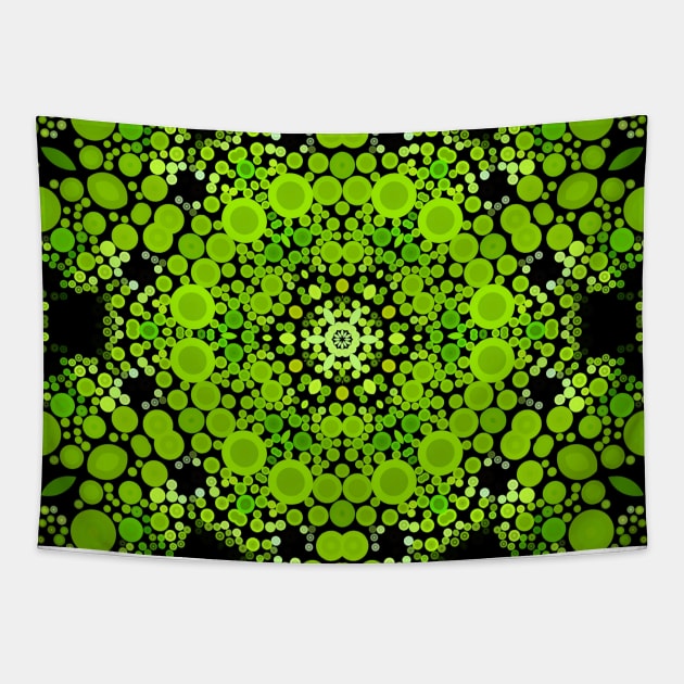 Dot Mandala Flower Green Tapestry by WormholeOrbital