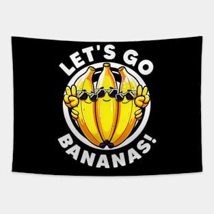 Lets Go Bananas Cute Yellow Banana Lover Fruit Funny Bananas Tapestry