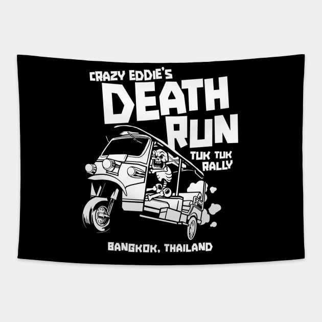 Crazy Eddie's Death Run Tuk Tuk Rally Tapestry by SLAG_Creative