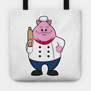 Pig as Cook with Rolling pin Tote