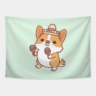 Cute Corgi Puppy With Fiesta Hat Tapestry