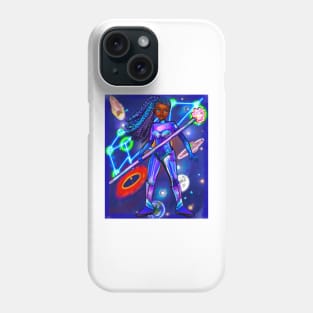 Black anime super hero girl from outer space Afro hair braids black girl African American woman Phone Case