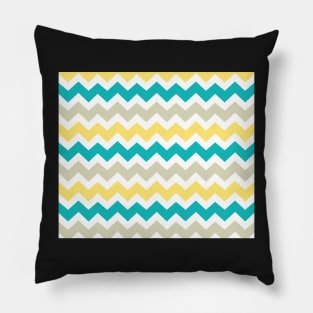 Yellow Beige Teal Chevron Pillow