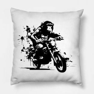 monkey riding on the motorbike Pillow