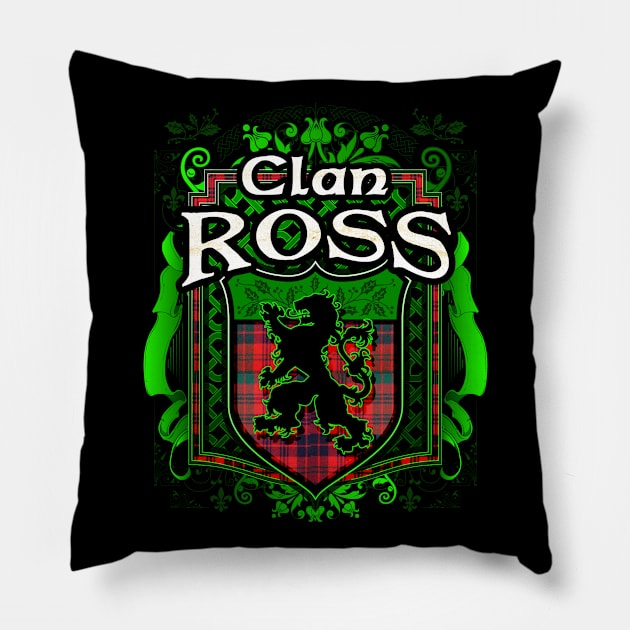 Clan Ross Tartan Lion Pillow by Celtic Folk