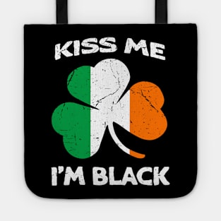 Kiss Me I'm Black Ireland Flag Shamrock St Patrick's Day Tote