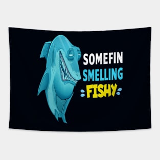 Somefin Smelling Fishy - Funny Fishing Pun Tapestry