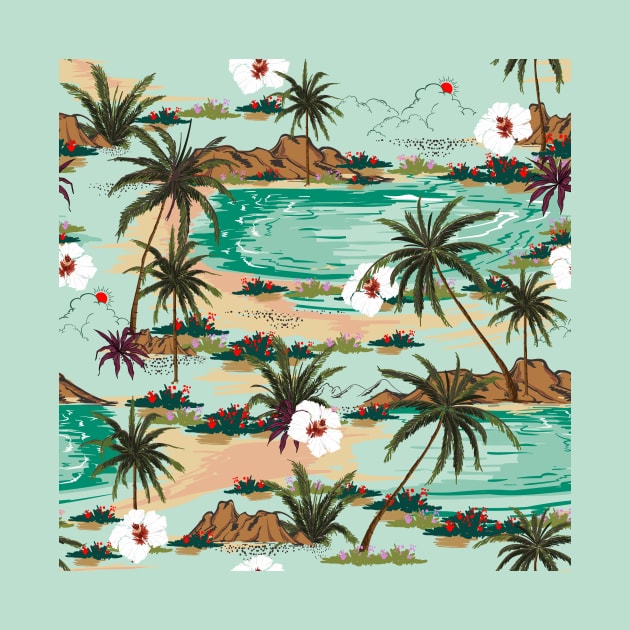 Vintage Tropical Hawaii Island Pattern by JunkyDotCom