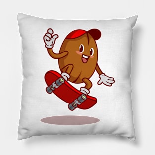 Coffee bean cartoon character Pillow