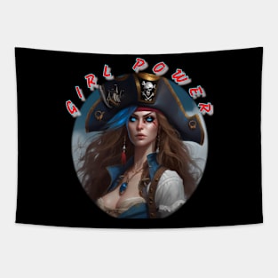 Girl power, stunning blue eyed pirate girl Tapestry