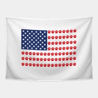 Paw Print American Flag Tapestry