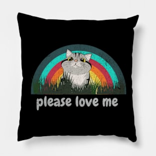 please love me/cat vintage Pillow