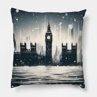 Winter London Travel Vintage Logo Pillow