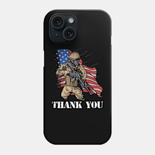 Patriotic American Flag Thank You Men Women Girls Boys Kids Phone Case