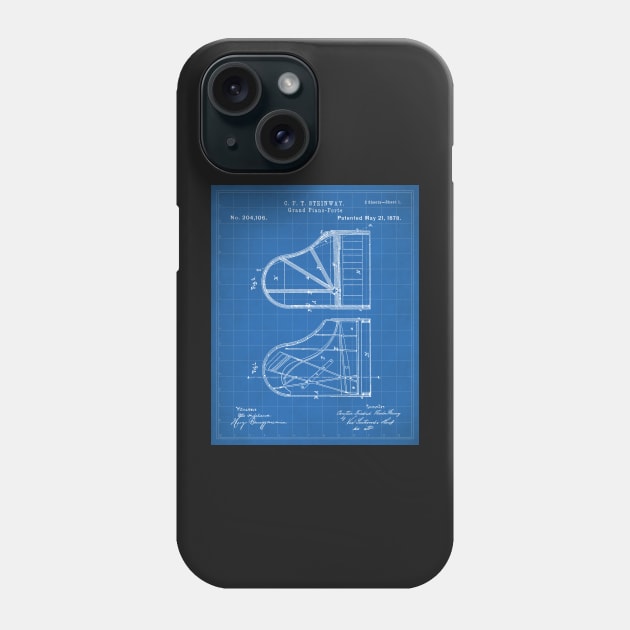 Steinway Grand Piano Patent - Piano Player Art - Blueprint Phone Case by patentpress