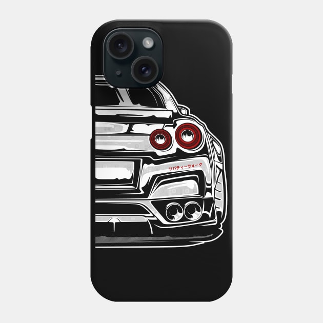 Nissan R35 GTR Liberty Walk (White Print) Phone Case by idrdesign