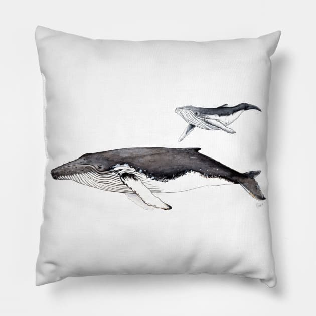 Humpback whale and baby Pillow by chloeyzoard