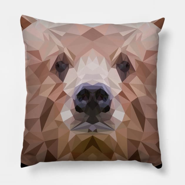 Brown bear Polygon Head Design Geometric Gift Pillow by MaveriKDALLAS