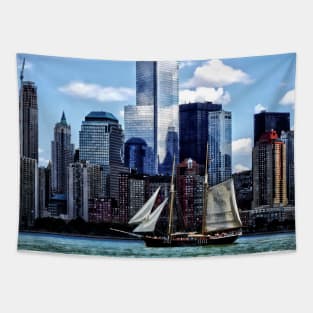 Manhattan NY - Schooner Seen From Liberty State Park Tapestry