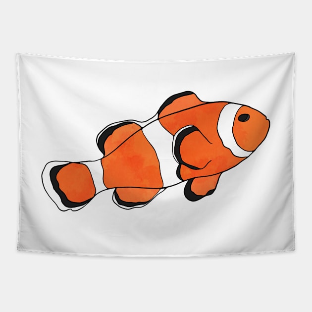 Clownfish Watercolor Illustration Tapestry by murialbezanson