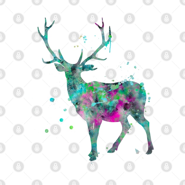 Deer Watercolor Painting by Miao Miao Design