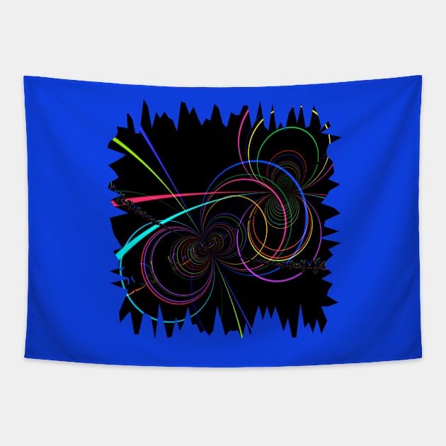 Neon Arcs and Spiral Lines Tapestry by Gingezel