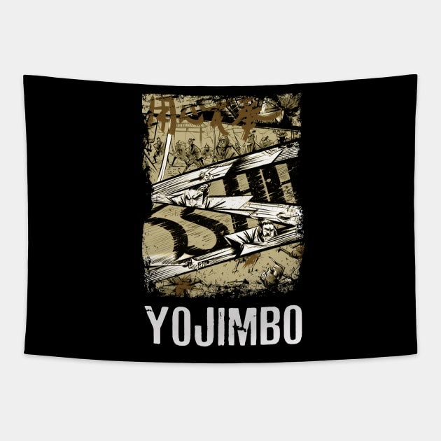 Yojimbos Cinematic Mastery Retro Nostalgia Tee Celebrating Kurosawa and Mifune's Collaborative Brilliance Tapestry by Mandala Flowers