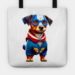 Proud Pup: American Dachshund with Flag Colors and Blue Glasses Tee Tote