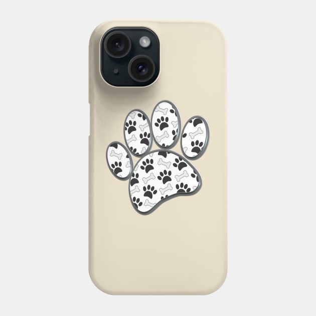 Faux 3D Shape Dog Paw Print And Bone Pattern Phone Case by Braznyc