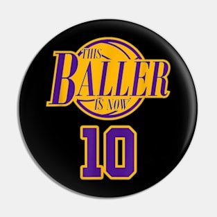 10 Years Old Birthday Basketball Baller Purple And Yellow Pin