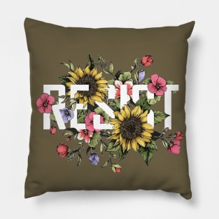 Feminist Protester Support Resist Floral Design Pillow