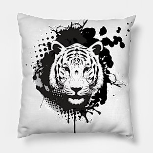 Tiger Face Illustration T-Shirt Pillow