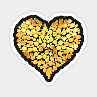 3D Gold Heart from Circles Magnet