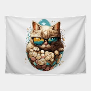 Funny Cat In The Egg - Humor Birthday Gift ideas For Women Cat Owner Tapestry